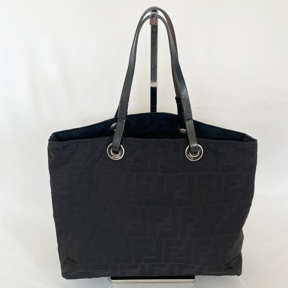 FENDI Mini Tote Bag Black on Black Zucca Canvas - Picture 15 of 16